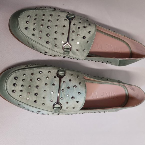 Nine West Westoy Green Satin Loafers Flats Size 8 - Picture 8 of 13